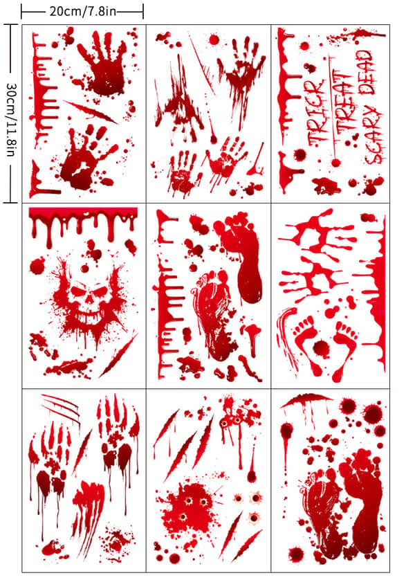Halloween Window Decorations Zombie Posters - 9 Giant Bloody Hands