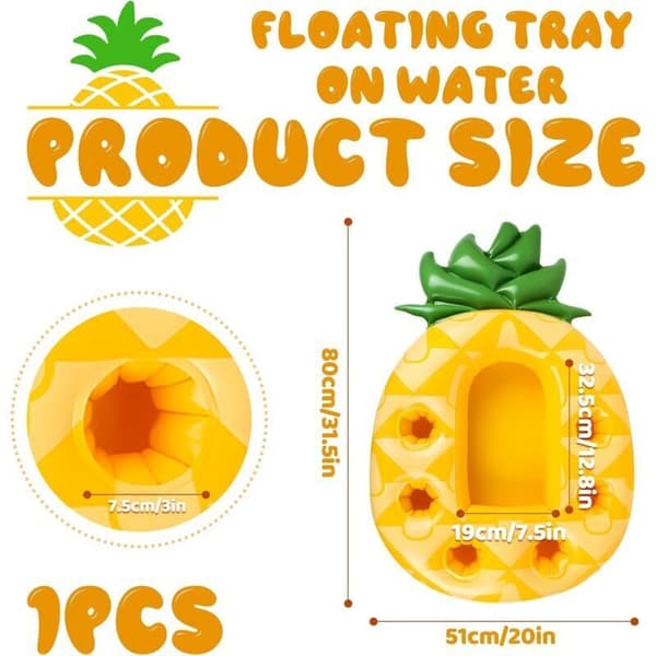 Inflatable Pineapple Cup Holder. Floating Pool Bar. Inflatable Drink Holder. Inflatable Pineapple Tray.
