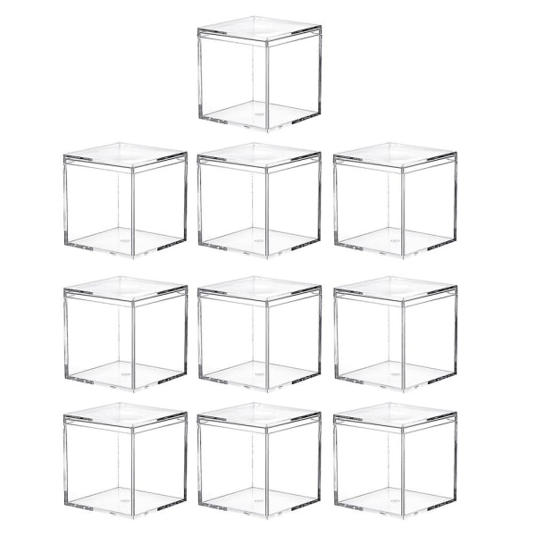 10 st fyrkantiga förpackningslådor Klar plastlåda Partyfavoriter för godis Transparenttransparent färg4,5x4,5cm transparent color 4.5x4.5cm