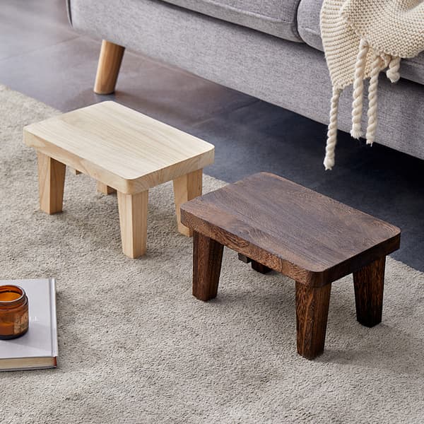 Solid Wood Stool - Multifunctional Stool for Coffee Table, Shoes, Changing Table - Portable Low Bench (K-shape)