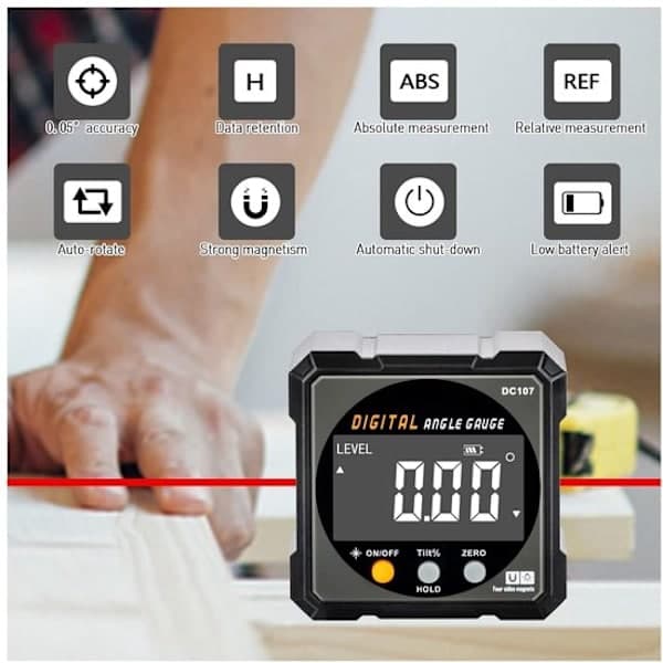 Digital vinkelmåler - 360° magnetisk vaterpas - LCD-display - med opbevaringskasse