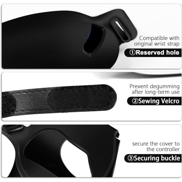 Designbeskyttelse til Oculus Quest 2 Controller Grips, Silikone Anti-Kast Grips Beskyttelse med Justerbare Knoremme, Beskyttelse til Meta/Oculus Quest 2 A