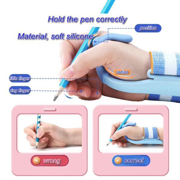 Penngrepp Kulspetspenna Korrigering Penngrepp för original pennhållare skrivkorrigeringsenhet för barn, vuxna, höger- och vänsterhänta