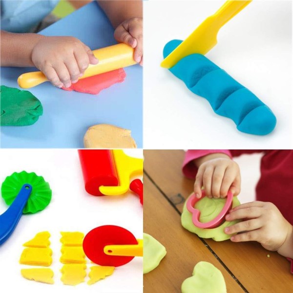 Lekedeigverktøy 20 STK Lekedeigverktøysett for barn, forskjellige former for lekedeigkuttere og -ruller, tilfeldig farge