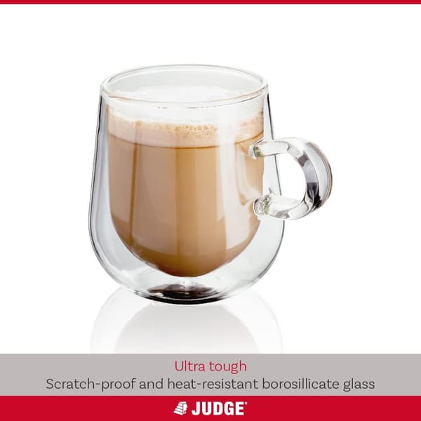Dobbeltvæggede kaffekopper i glas, sæt med 2, 250 ml - Vakuumisolerede, håndlavede