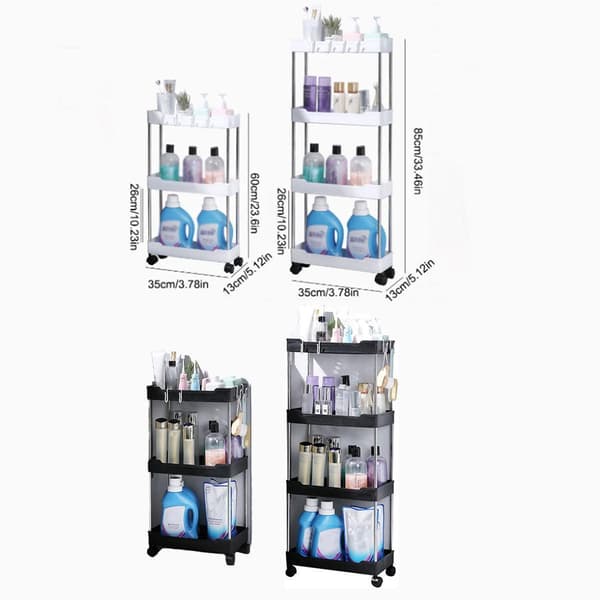 Multi-layer Rolling Storage Cart Kitchen Bathroom Organizer Shelf with Wheels 3-White