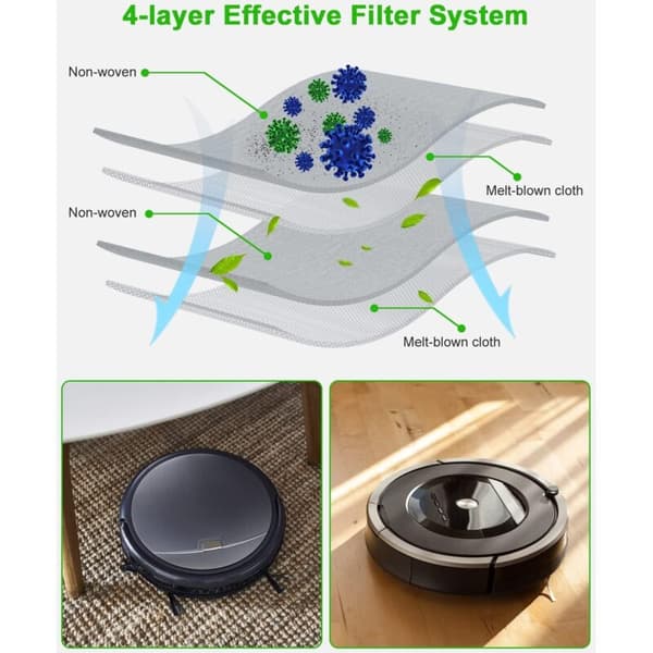 10 støvsugerposer til iRobot Roomba i7 i7+ i3 i3+ i4 i4+ i6 i6+ j7 j7+ i8 i8+S9 S9+ E5 E6 E7 Clean Base, erstatningsstøvsugerpose tilbehør til iRo