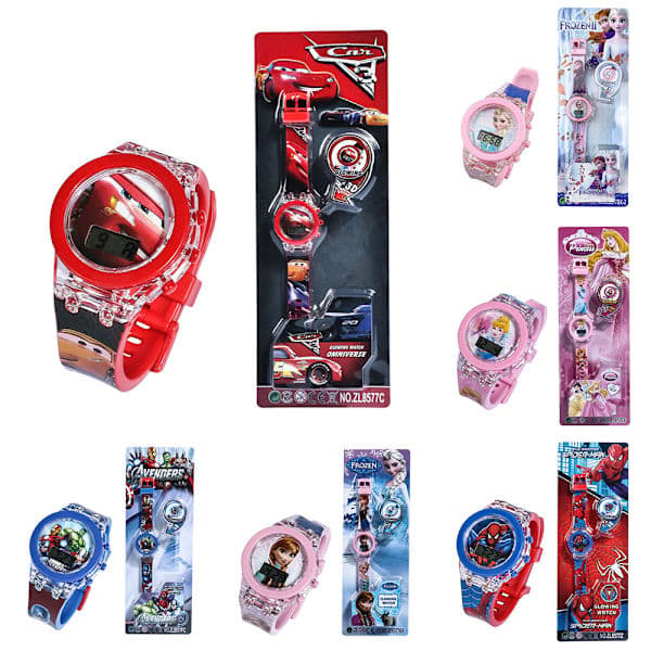 Digitala barnklockor Spiderman Frozen Elsa Paw Patrol Klocka Present Trolley