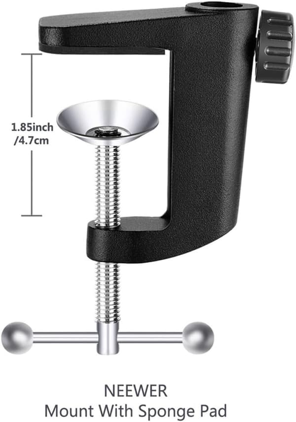 2 stk C-formede bordklemmer i aluminiumslegering, metallklemme, robust mikrofonfeste