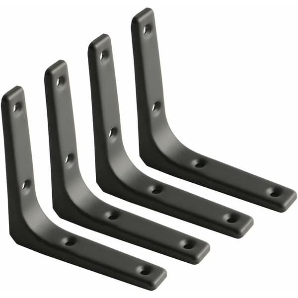 EquarrelE Wall Shelf,E Matte Black Metal BracketEMetal Shelf for Kitchen Decor,EHeavy Duty Bracket, 100mm x 100mm, 4pcs - With Screws