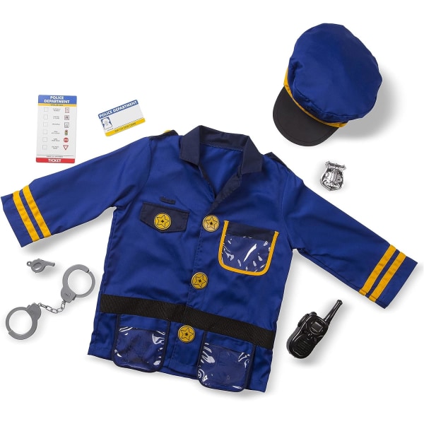 unisex-børn Politibetjent Rollespil Kostume-påklædningssæt (8 stk) Frustrationsfri emballage Flerfarvet, i alderen 3-6 år