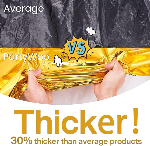 Gold Foil Tablecloth, 2-pack 137 x 274 cm Rectangular Party Tablecloth, Foil Tablecloth for Tables from 1.8 to 2.4 meters, Metallic Tablecloth, Waterproof