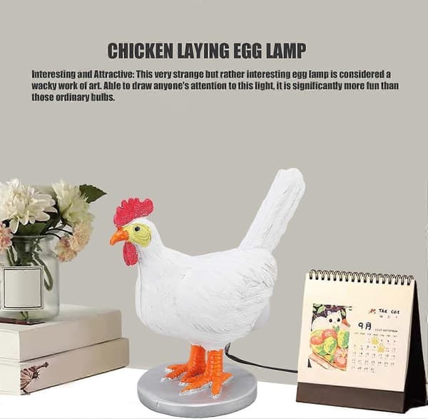 Rolig hønseegglampe - LED liten bordlampe høner som legger egg, skrivebordslampe påskedekorasjon