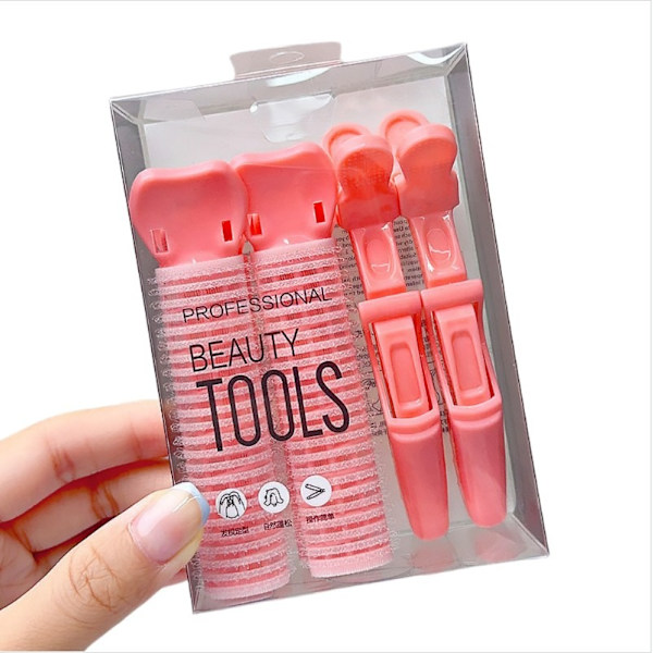 Air Bangs Volumizing Hår Roller Clip Set - Rosa Root Fluffy Hårklämmor för Volym