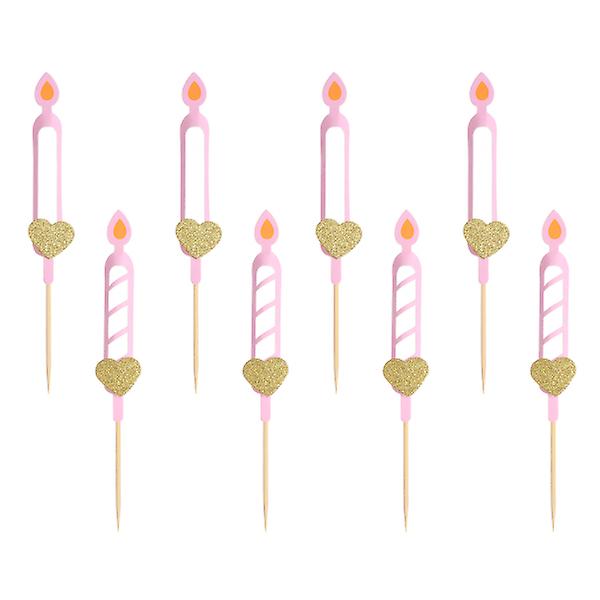 8 st Pappersljus Flame Cake Toppers Money Tube Design Födelsedagstårtval Rosa18X1.7X1.7CM Pink 18X1.7X1.7CM