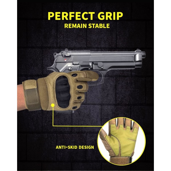 Skjuthandskar Taktiska handskar för män,Hårt skal knogskydd Läder Palm Motorcykelhandskar för ridning Shooting Combat Ai