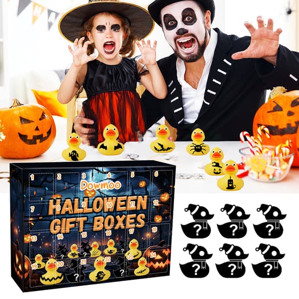 Dowmoo Halloween Blind Box Andekasse med 24 Gitre Dekoration Gummiand Legetøj Gaveæske