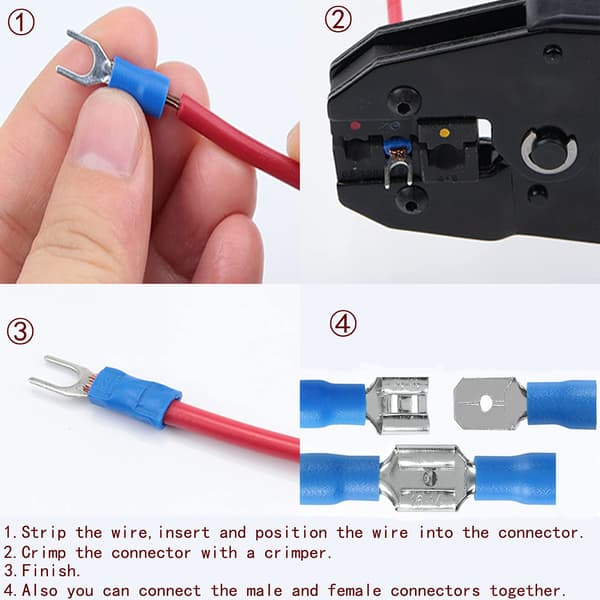 Electrical Crimp Terminals, 280 Pcs Insulated Electrical Terminals, Electrical Crimp Connectors, Flat/Female/Fork Terminals