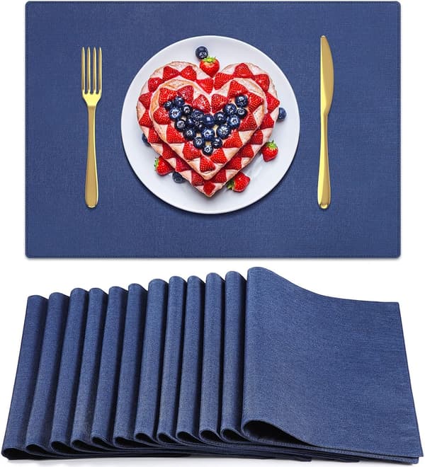 12-pack tygunderlägg rektangulära för bröllopsfest Dark Blue
