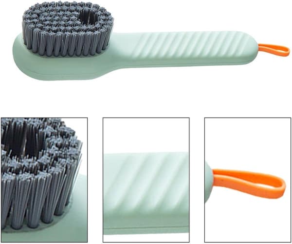 2x Scrub Brush with Soap Dispenser - Multifunctional Cleaning Brush for Shoes Clothes Kitchen - Compact Lightweight