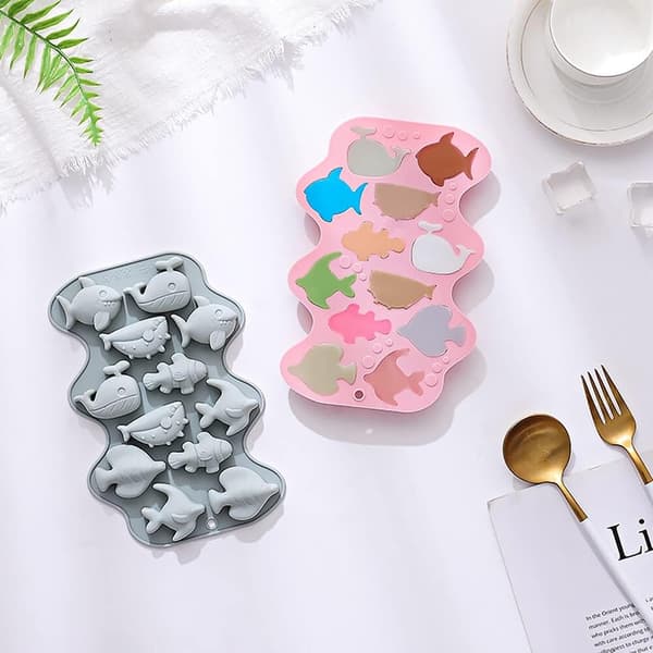Chokoladeform, Havfisk Silikone Chokoladeforme, Silikone Chokoladeform, Silikoneforme (Blå, 20,2 x 13,7 x 2 cm) Hvaler Whales