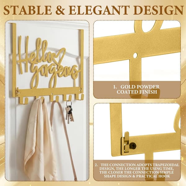 \"Hello Gorgeous Over The Door Gold til