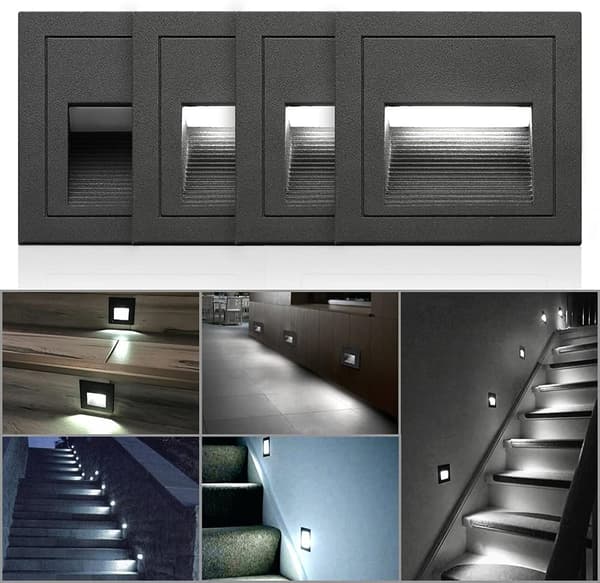 3W LED innfelt vegglampe, kaldhvit IP65 vanntett sta