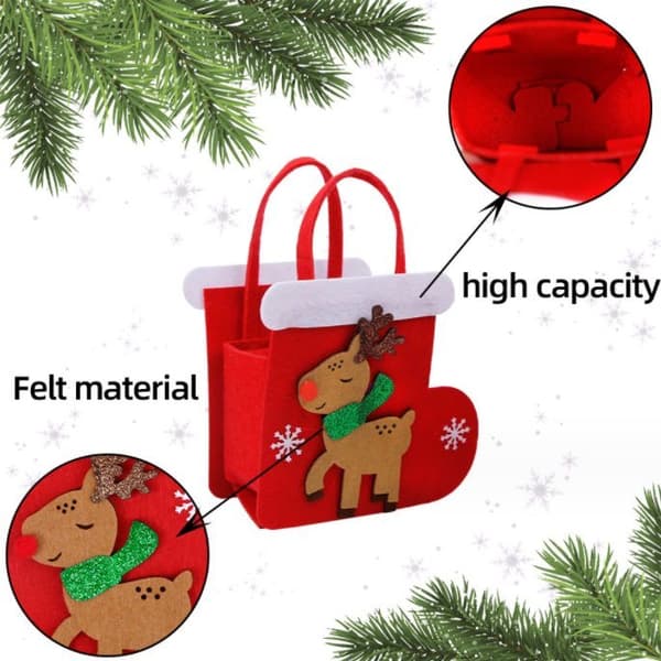 Filt Julkasse Jultomte Äppelpåse Julgransprydnad Tecknad Älg Godispåse Pepparkaksgubbe Gingerbread Man