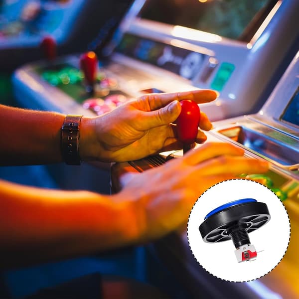 Starts Arcade-knapper ABS mikrobryter flat stor sirkel med lys for videospilldeler DC 12V blå - blå Blue
