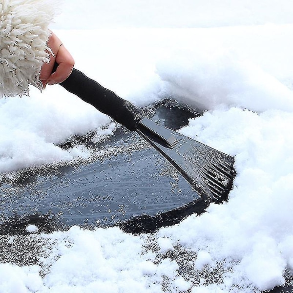 Snöskyffel, Snöskyffel med Komfortgrepp, Vinterbil Vindruta Rengöringsverktyg för Avfrostning Snöröjning Sopning (1 st, Svart)