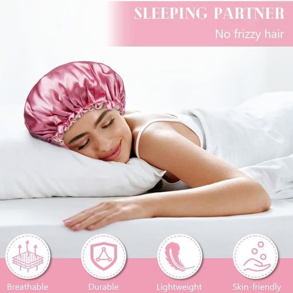 Satin Hair Bonnet - Pack of 2 or 4 - Polyester Nylon - Adjustable Drawstring - Night and Home Care - 31