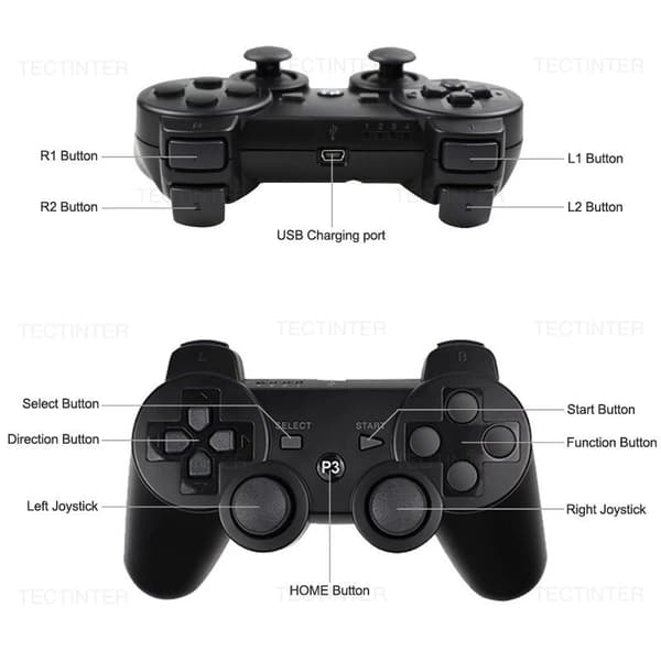 2-pakning - Trådløs håndkontroll - Håndkontroll for PS3-kompatibel 500 2-pakning 500 2-Pack