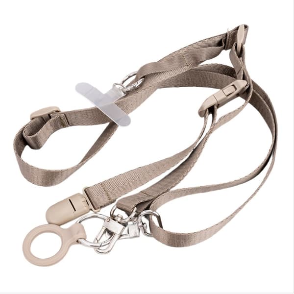 Adjustable Carrying Strap with Elastic Silicone Band - Khaki, compatible with various phone models and bottle sizes