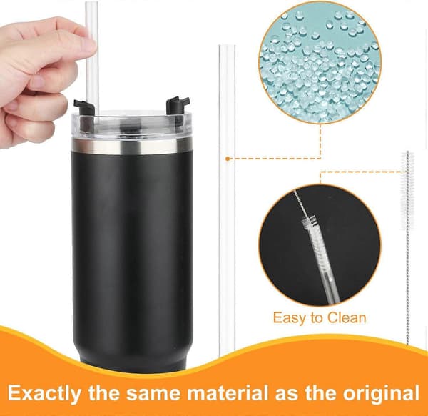 Replacement Straws for Stanley Cup 6-pack Reusable BPA with Cleaning Brush for 40 oz and 30 oz Tumblers