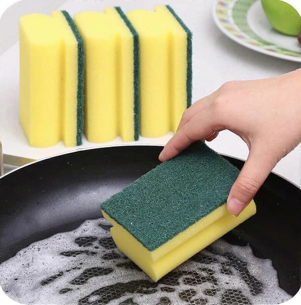 Heavy Duty Scrubber Sponge, Double-Sided Dish and Cleaning Sponge for Kitchen, Bathroom and Home Cleaning (8-pack)