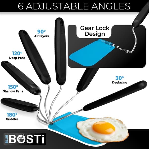 Adjustable Angle Spatula with Interchangeable Heads, Thin Heat-Resistant Spatula for Eggs, Pancakes, and Burgers