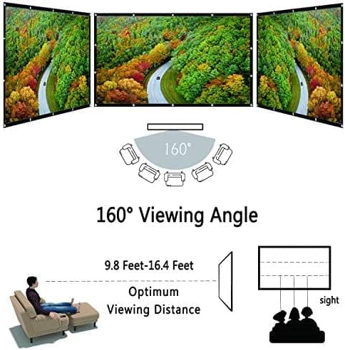100 inch Projector Screen 16:9 HD Foldable for Home Theater Indoor Outdoor