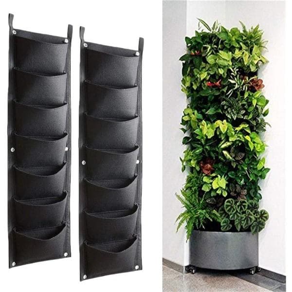 2-pack hängande odlingspåsar, 7 fickor vertikala påsar, för växter