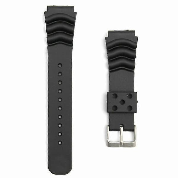 22MM Black Rubber Watch Band/Strap Replacement For SEIKO DIVER'S Watch [DB]