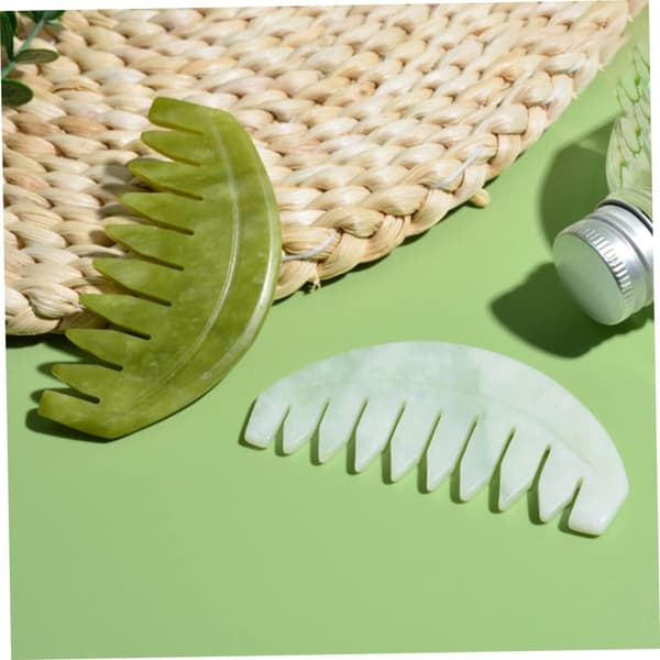 2 stk Jade Massagekam til hovedbund Gua Sha Glat Kropsmassageværktøj Hårmassager