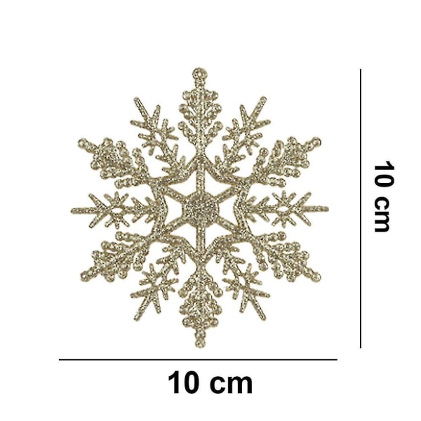 24 kpl muoviset joulun kimaltelevat lumihiutalekoristeet Joulukuusikoriste Kultainen Golden