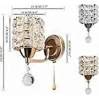 Modern Crystal Wall Lamp with Pull Switch Gold Wall Lamp for Bedroom Aisle E14 Socket (Bulb Not Included)