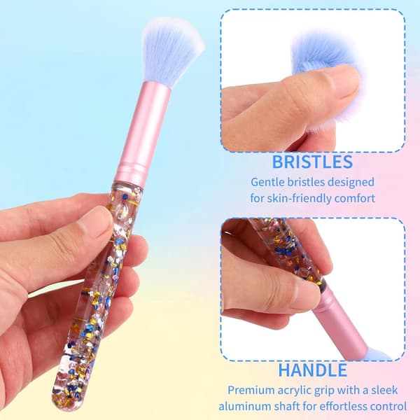 7 stk. Crystal Sparkles Makeupbørstesæt - Professionel blending med pailletgreb, sødt skønhedsbørstesæt til blush, foundation, highlighter,