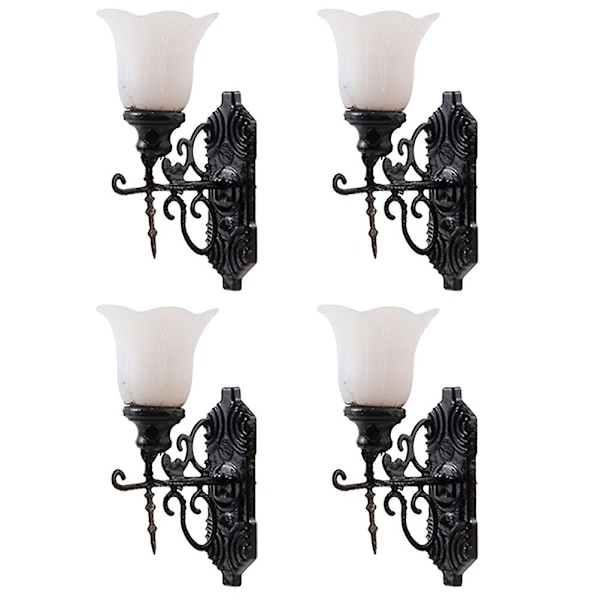 5 stk Mini Hus Vegglamper Miniatyr Vegglys Dukkehust Miniatyr Vegglamper Svart 1.7X2.5CM Black 1.7X2.5CM