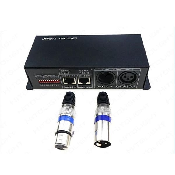 4-vejs RGBW DMX512-dekoder scenelys 4 kanaler x 8A DC12-24V med XLR-stik LED512-dekoder controller