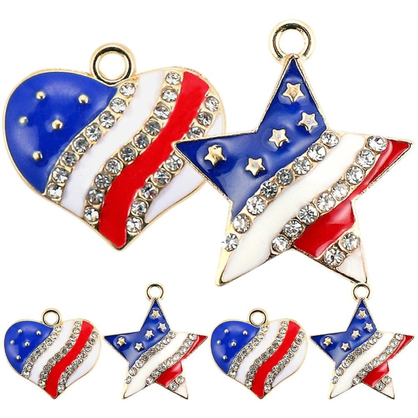 6st Independence Day hänge Berlocker Star Key Chain Berlocker Hjärta Smycketillbehör 1,9 X 1,8 cm 1.9X1.8CM