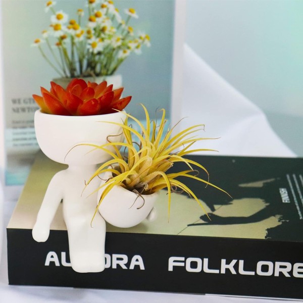 Set med 2 Kreativa Keramiska Sukkulenter Blomkrukor Formades Små Kaktus Krukor Blomkrukor Mini Planterare för Hemträdgårdsanvändning