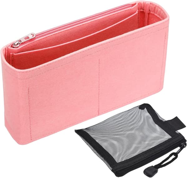 Filt Taske Organizer Indsats Stor Håndtaske Pink Gold/Silver