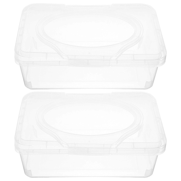 2st Wipes Dispenser Case Baby Wet Wipes Box Vävnadsförvaringsbox Case Servettlåda Organizer Med LidTr Transparent 19.5X12.5X7.5CM