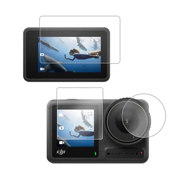 Screen Protector compatible with DJI Action 5 Pro: AR-reinforced, front (cage version), rear and lens protector - 3-pack
